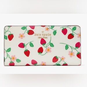 Kate Spade Madison Strawberry Vine Large Slim Bifold Wallet.